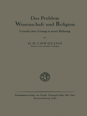 cover image of Das Problem Wissenschaft und Religion
